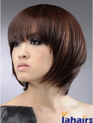 Chin Length Straight Bobs Capless Synthetic Wigs Bob Style