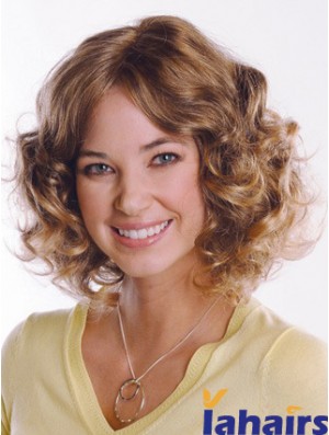 Synthetic Curly Chin Length Capless Curly Style Brown Color