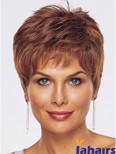 Straight Cropped Length Auburn Color wigs