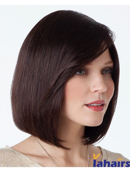 Human Bob Hair Wig With Capless Auburn Color Chin Length