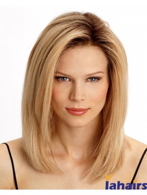 14 inch Blonde Shoulder Length Layered Straight Amazing Lace Wigs