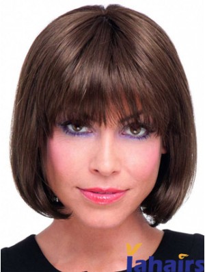 Real Hair Bob Wig With Lace Front Chin Length Straight Style