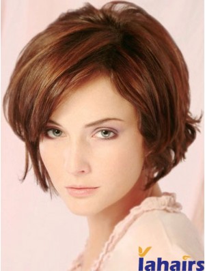 Auburn Short Cheap Wavy Layered Lace Wigs