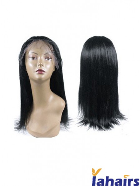 Black Full Lace Straight Long Hand Tied Human Hair Wigs