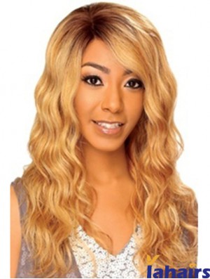 22 inch Blonde Long Without Bangs Wavy High Quality Lace Wigs