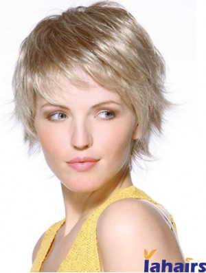 8 inch Blonde Chin Length Layered Straight Gorgeous Lace Wigs