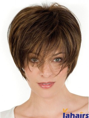 Human Hair Brown Wigs With Lace Front Wavy Style