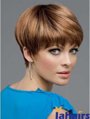 Brown Cropped Straight Boycuts Lace Front Wigs Cheap