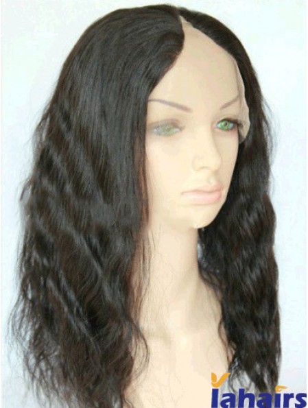 16 inch Lace Front Wavy Black Suitable U Part Wigs