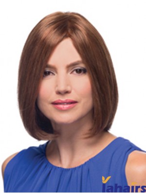 Chin Length Auburn Bobs Straight Cheap Monofilament Human Wigs