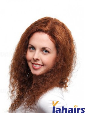 Curly Auburn Remy Human 100% Hand Tied Mono Wigs