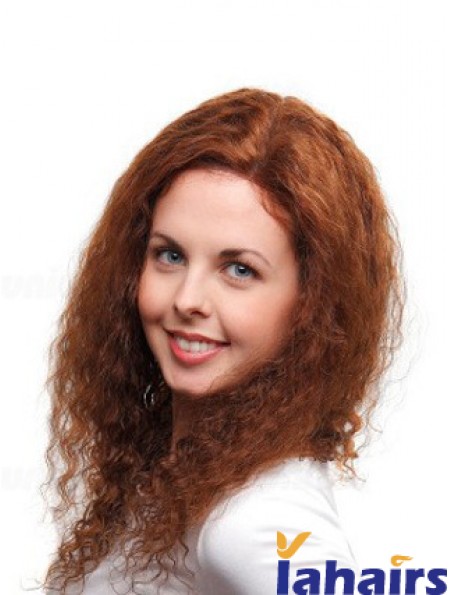 Curly Auburn Remy Human 100% Hand Tied Mono Wigs