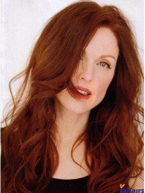 Without Bangs Long Copper Wavy 20 inch Great Human Hair Julianne Moore Wigs