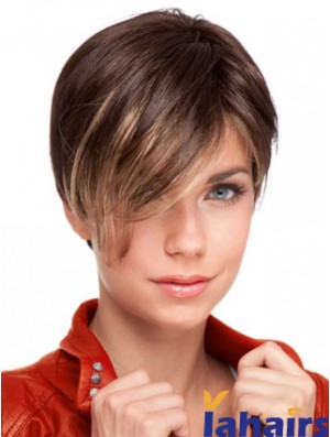 Auburn Cropped Designed Straight Boycuts Lace Wigs