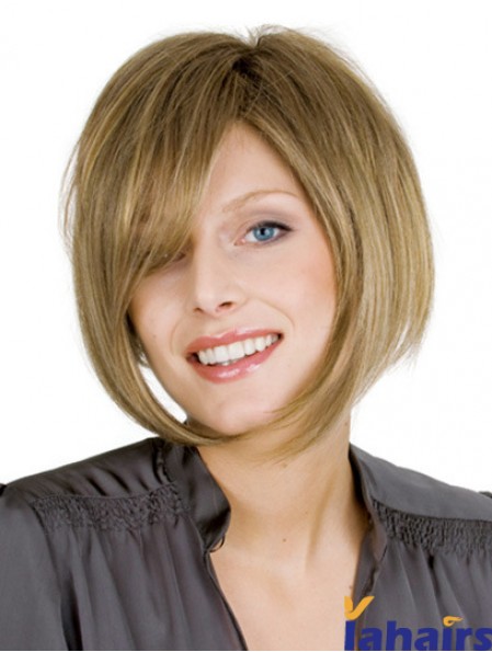 Chin Length Blonde Modern 10 inch Wavy Bob Wigs