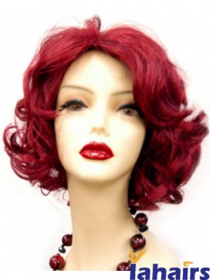 Wavy Without Bangs Chin Length Red Online Lace Front Wigs