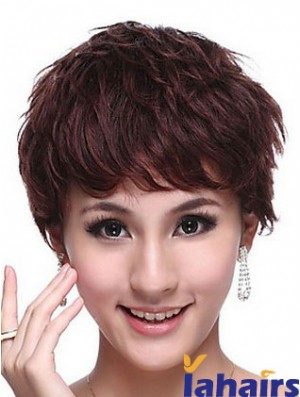 Capless Wavy Boycuts Cropped Trendy Human Hair Wigs