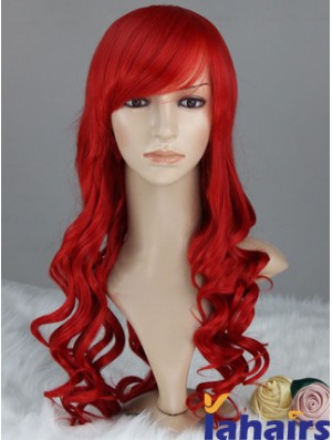 Wavy With Bangs Lace Front Discount 22 inch Red Long Wigs