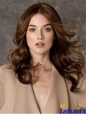 Wavy Without Bangs Monofilament Brown Fashionable Long Wigs