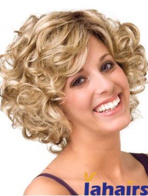 Curly Blonde Layered 10 inch Buy Human Hair Wigs