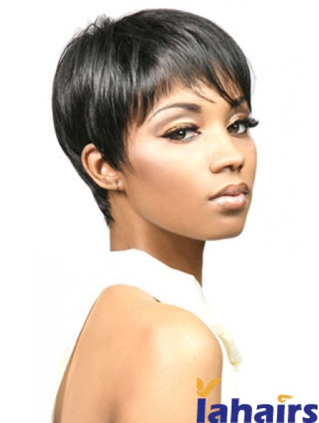 African Wigs With Synthetic Capless Cropped Length Boycuts Straight Style