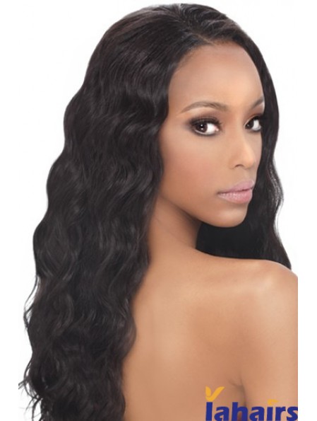 Black Wavy Human Hair With Capless Wavy Style Long Length