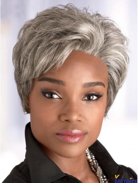 Synthetic Short Straight Elderly Lady Wigs