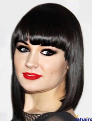 Capless Synthetic Yaki Bobs Black Shoulder  Wigs