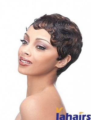 Short Brown Boycuts Wavy Trendy Full Lace Wigs