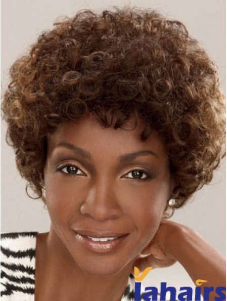 Capless Short Brown Layered Brown Synthetic Afro Kinky Hairstyles