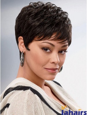 Brown Cropped Synthetic Wavy Capless Wigs For African American