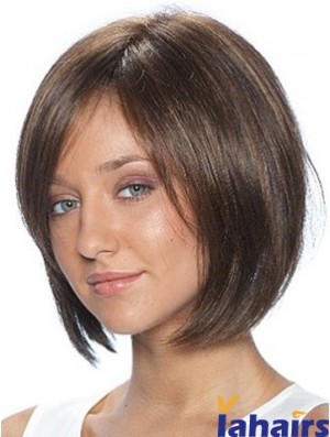 Lace Front Brown Chin Length Bobs Straight African American Wig