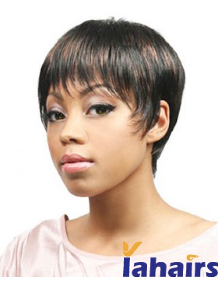 African Hair Wigs Boycuts Cropped Length Straight Style With Capless