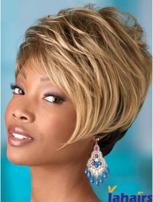 Short Blonde Wavy Boycuts Comfortable African American Wigs