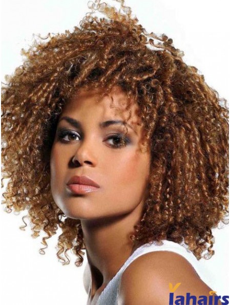 Wigs Human Hair African American Blonde Color With Bangs Kinky Style