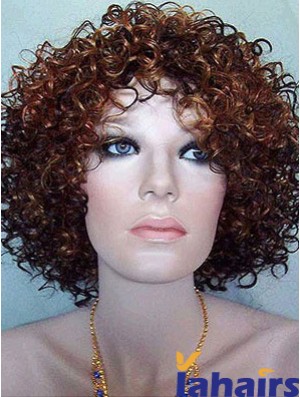 Kinky Layered Chin Length High Quality Auburn Synthetic Wigs