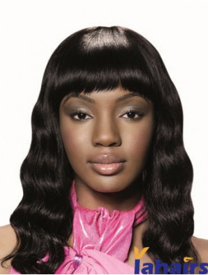 Long Black Wavy With Bangs New African American Wigs