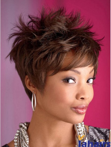 8 inch Boycuts Cropped Synthetic Capless Hairstyles For African American Women