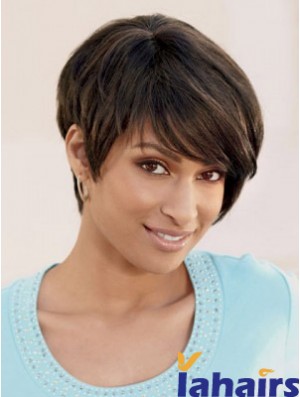 Short Brown Straight Layered Incredible African American Wigs