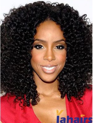 Designed 16 inch Shoulder Length Kinky Wigs For Black Women