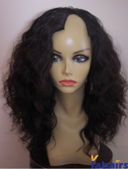 Shoulder Length Black Wavy Layered Cheap African American Wigs