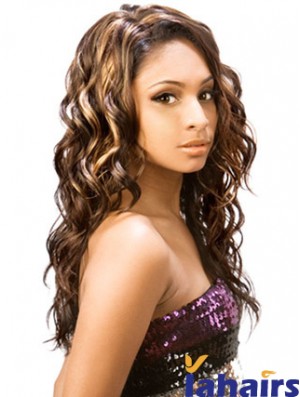 Long Brown Wavy Without Bangs Incredible African American Wigs