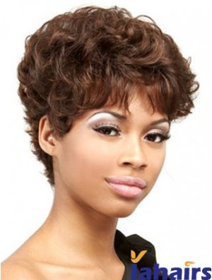 Cropped Auburn Curly Boycuts Convenient African American Wigs