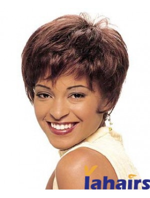 Cropped Auburn Straight Boycuts Beautiful African American Wigs