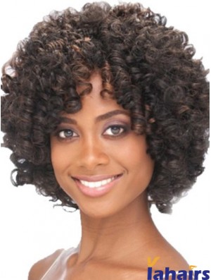 Chin Length Capless Layered Kinky Synthetic Black Woman's Wigs