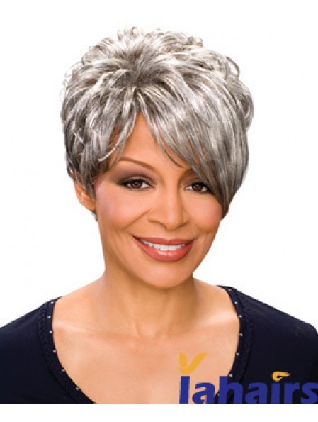 Durable Short Wavy Capless Grey Wigs