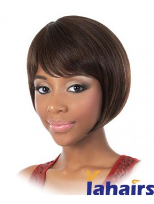 Chin Length Brown Straight Bobs Fashion African American Wigs