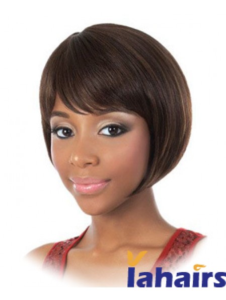 Chin Length Brown Straight Bobs Fashion African American Wigs