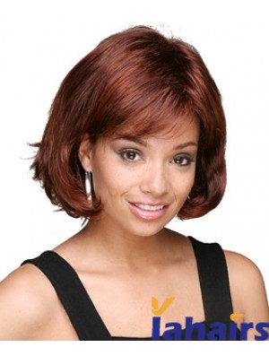 Chin Length Auburn Wavy Bobs Modern African American Wigs