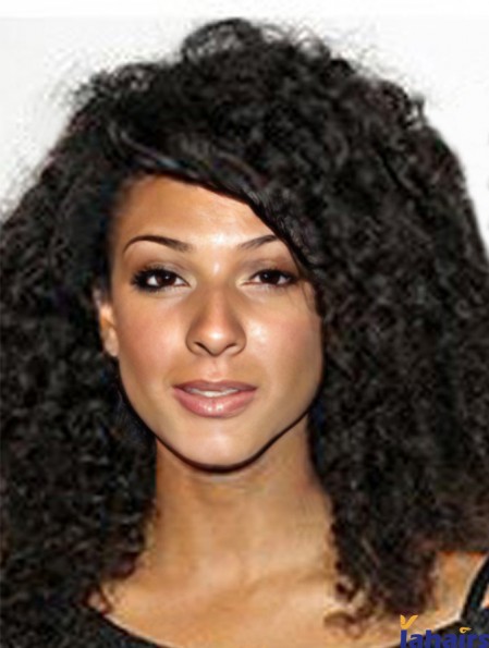 Full Lace Indian Remy Black Shoulder Kinky Curly Hair Wigs